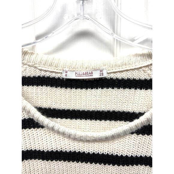 Pull and Bear Fisherman Stripe Crew Neck Knit Sweater Loose Fit Size M - Picture 3 of 6